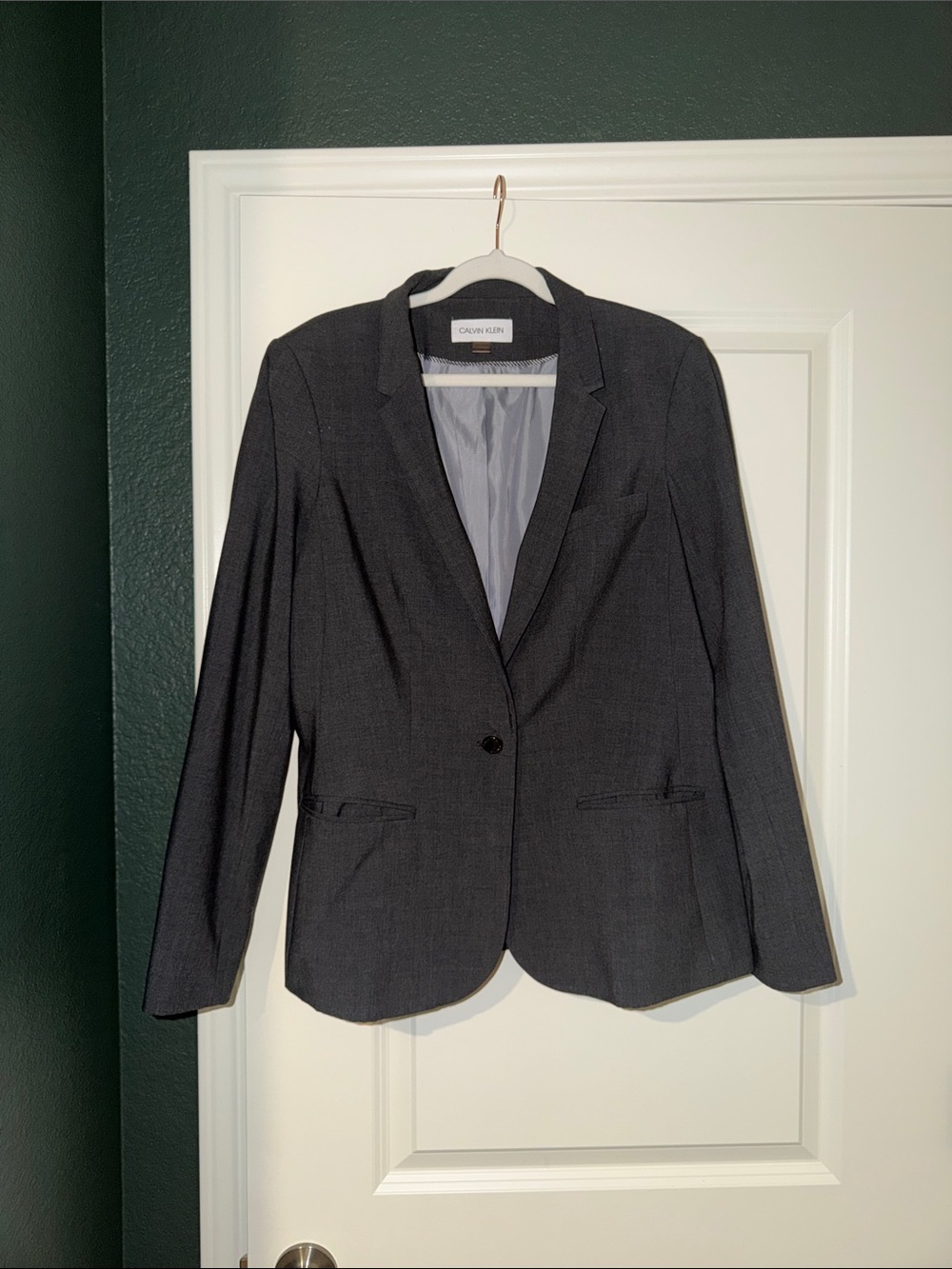 Calvin Klein Women's Dark Gray Single-Button Blazer